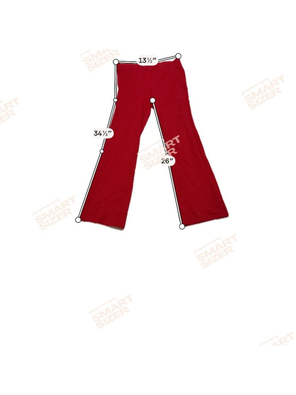 Vintage Red Flared Pants With Measurements 13.5" Waist 34.5" Length 26" Inseam B